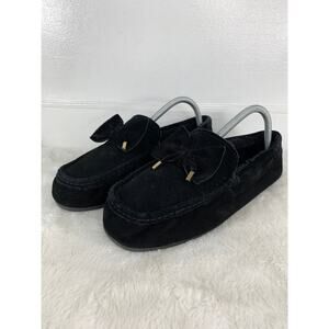 Roebuck & Co Black Suede Moccasin Slippers Women’s Size 10
